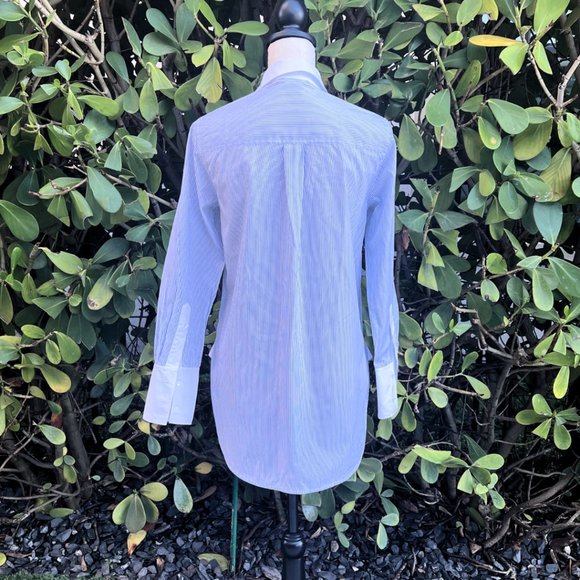 VINCE Striped Color Block White Button Down Shirt Size 2 - Picture 11 of 16